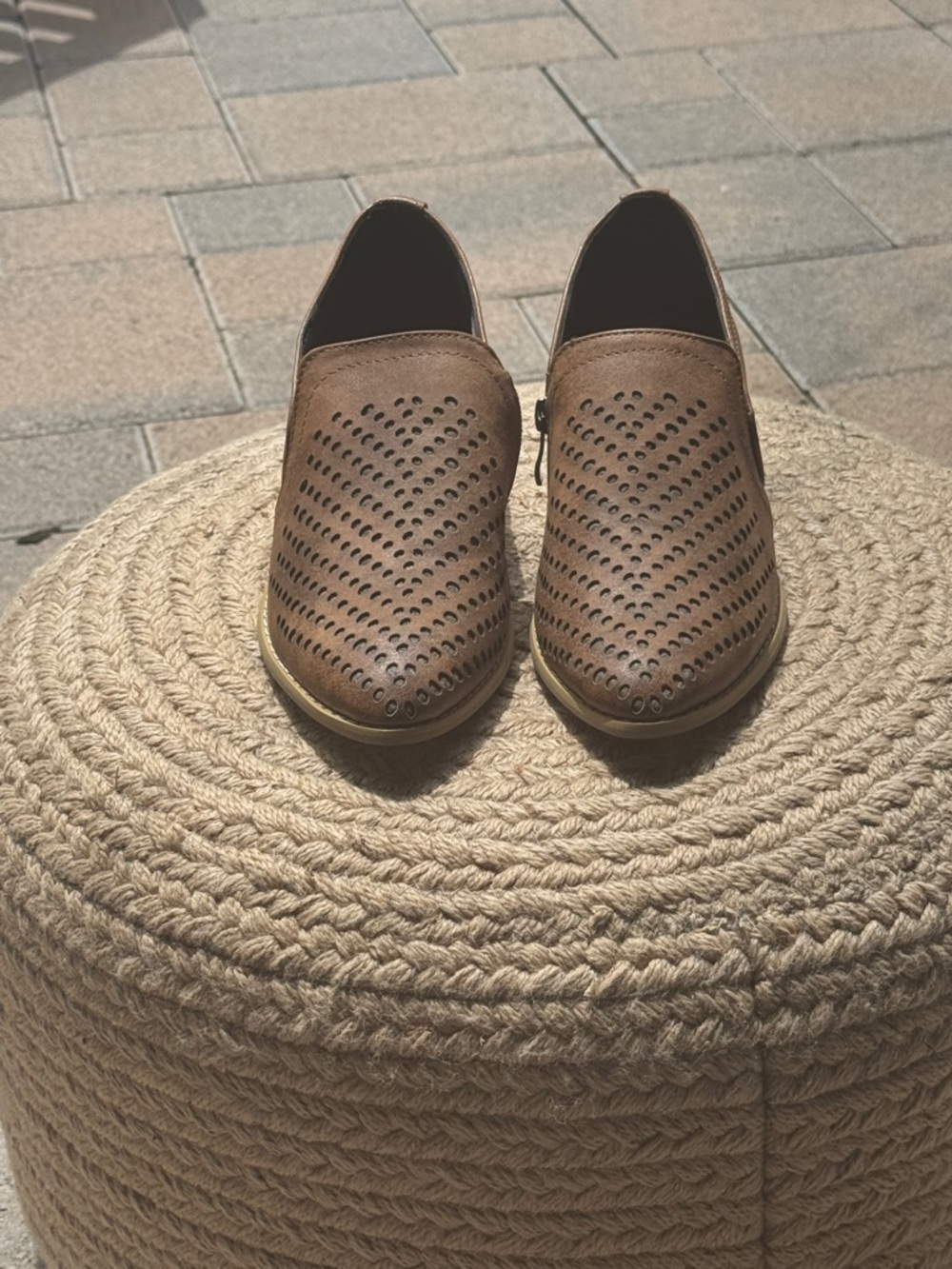 Women’s Perforated Slip-On Loafers in Brown